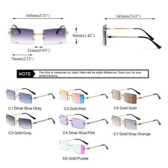 HBK Retro Vintage Tinted Rimless Sunglasses