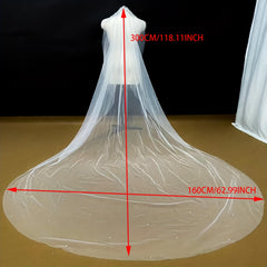 Bride Veil With Hair Comb Wedding Dress Artificial Pearl Trailing Veil