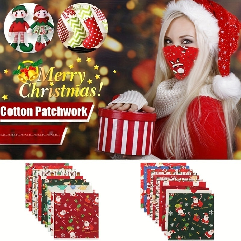 12pcs Cotton Christmas Cloth Set DIY Patchwork Pure Cotton Christmas Deco