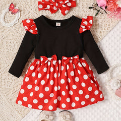 Baby Girls Polka Dot Puffy Dress Long Sleeve Casual