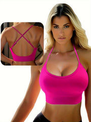 Women's Criss Cross Sports Bra Seamless Wireless Yoga Tops