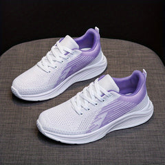 Women's Knitted Running Shoes Lace Up Sport Shoes Breathable Walking Shoes