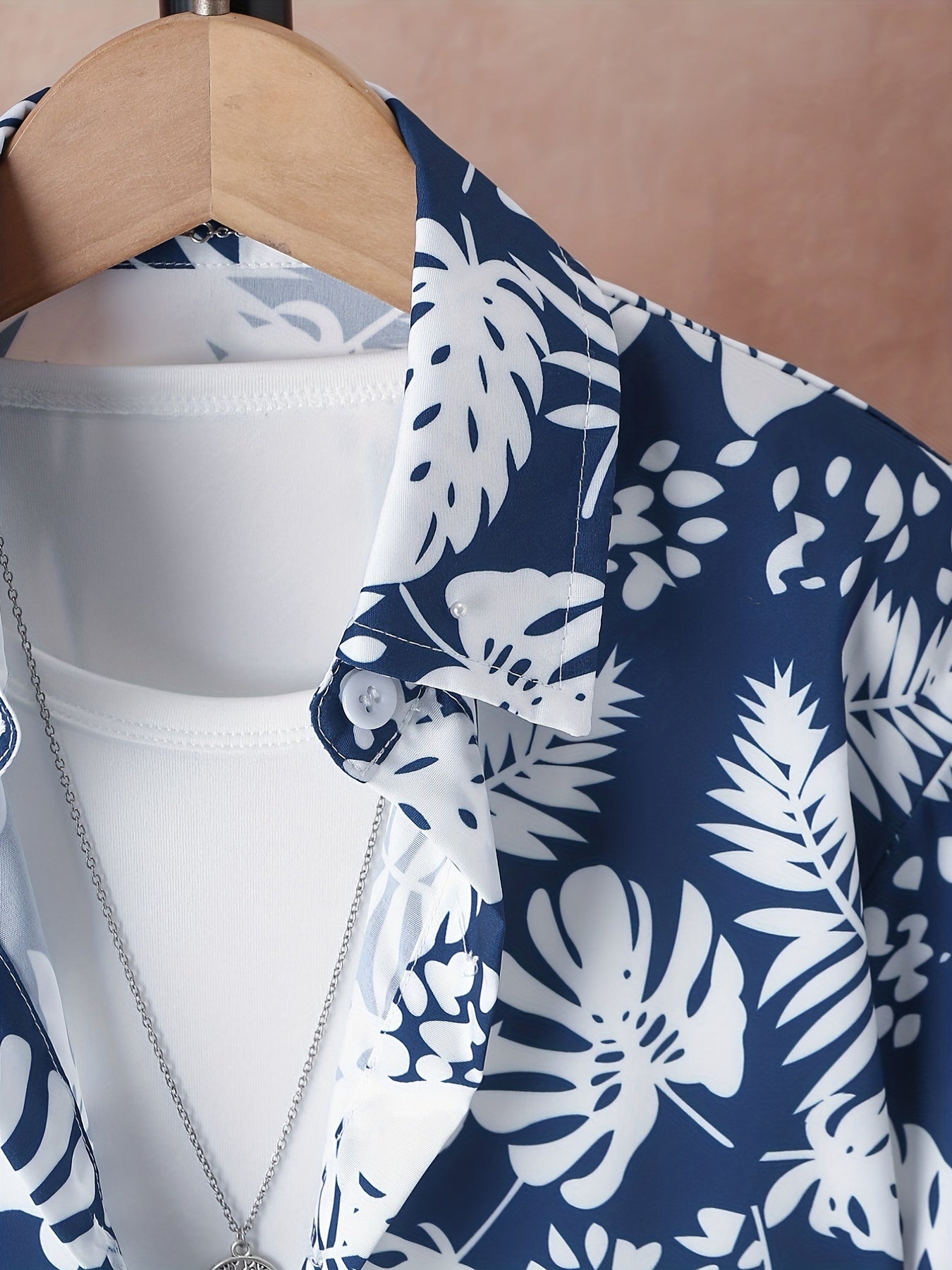 Boys Leaf Print Button Down Set For Summer
