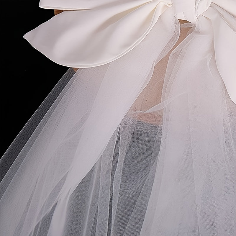 Bridal Veil Lace Tulle Wedding Bridal Veil +Bowknot