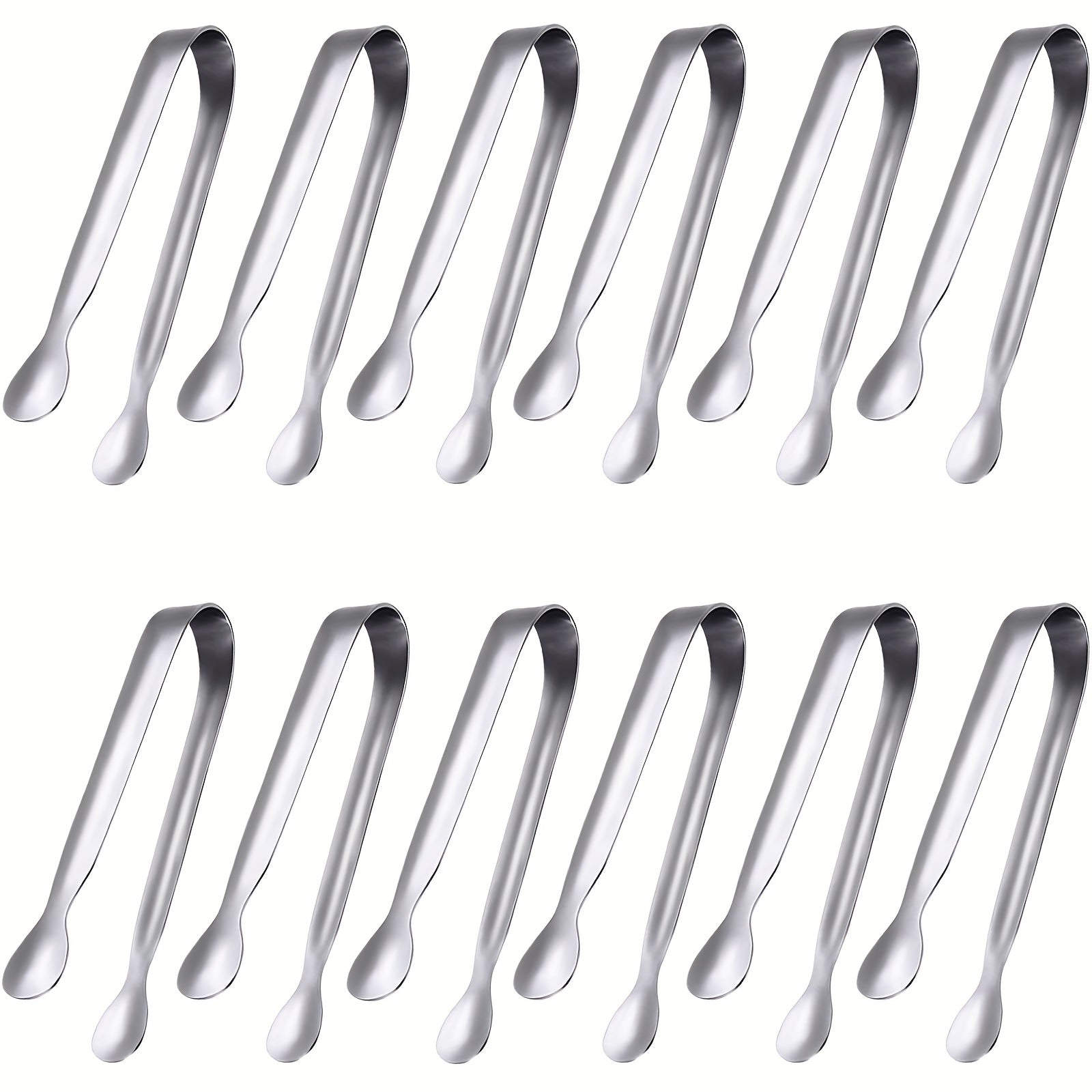 6/12pcs Stainless Steel Ice Cube Tongs Bread Baking Clips