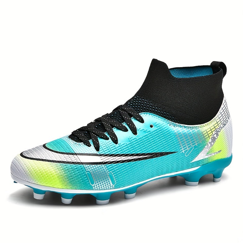 Men's High Top Colorblock Soccer Boots Football Cleats Shoes