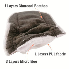 2 Pcs 5 Layer Charcoal Bamboo Insert Washable Cloth Diaper Insert