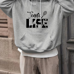 TENNIS LIFE Men's Graphic Print Hoodie Comfy Hooded Pullover