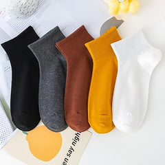 5 Pairs Breathable All-match Solid Socks Women's Stockings & Hosiery
