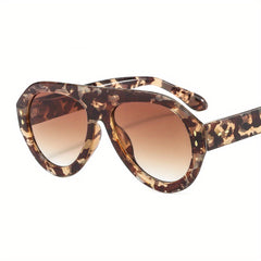 Oval Frame Aviator Sunglasses Gradient Lens UV400