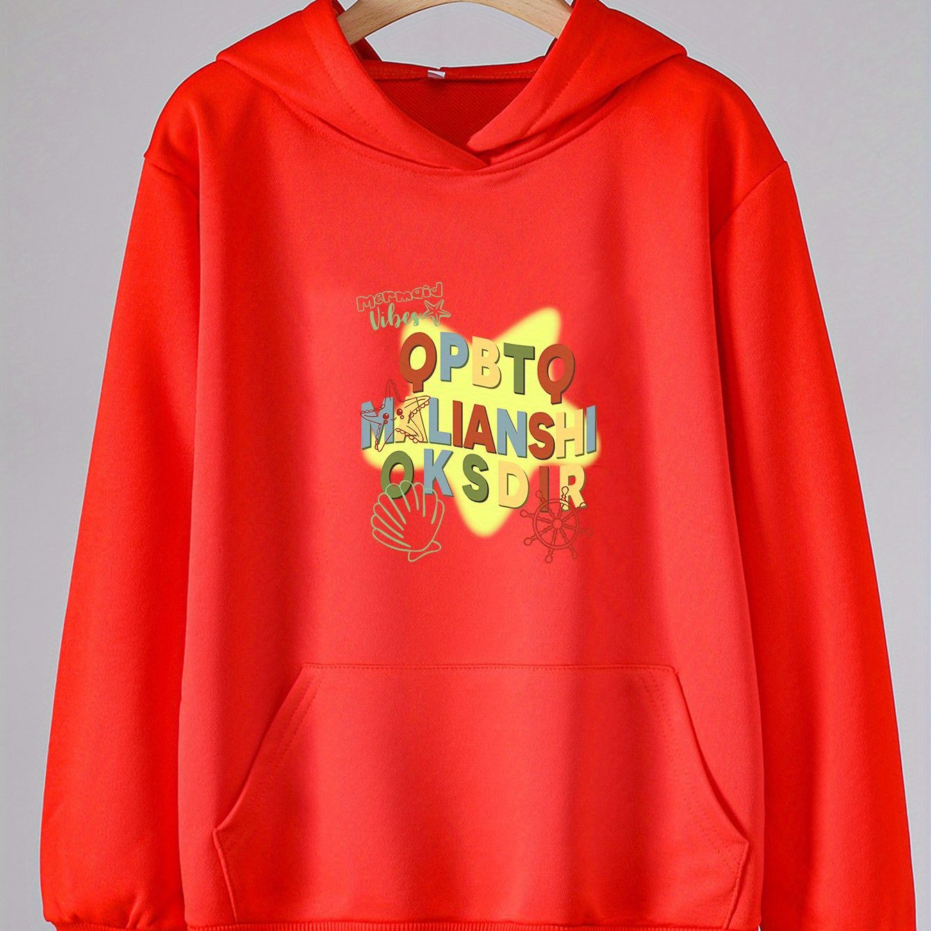Girls Cartoon Alphabet Hoodie for Spring Autumn
