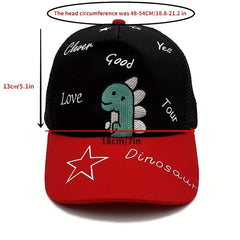 Kids Dinosaur Embroidered Adjustable Baseball Cap Mesh Breathable Sun Screen Hat