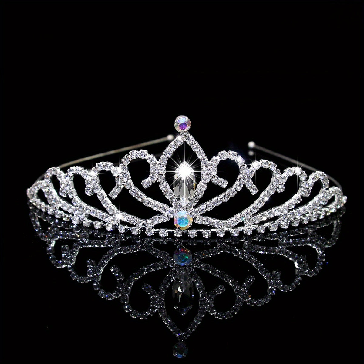 Rhinestone Headband Double Layer Crown Tiara Bridal Wedding Hair Accessories