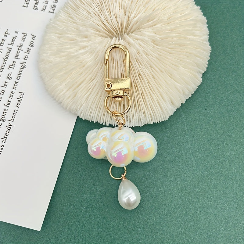 4pcs Cloud Pearl Keychain Bag Purse Pendant Birthday Gift