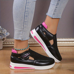 Women's Hook & Loop Sports Shoes Breathable Cut out Chunky Shoes