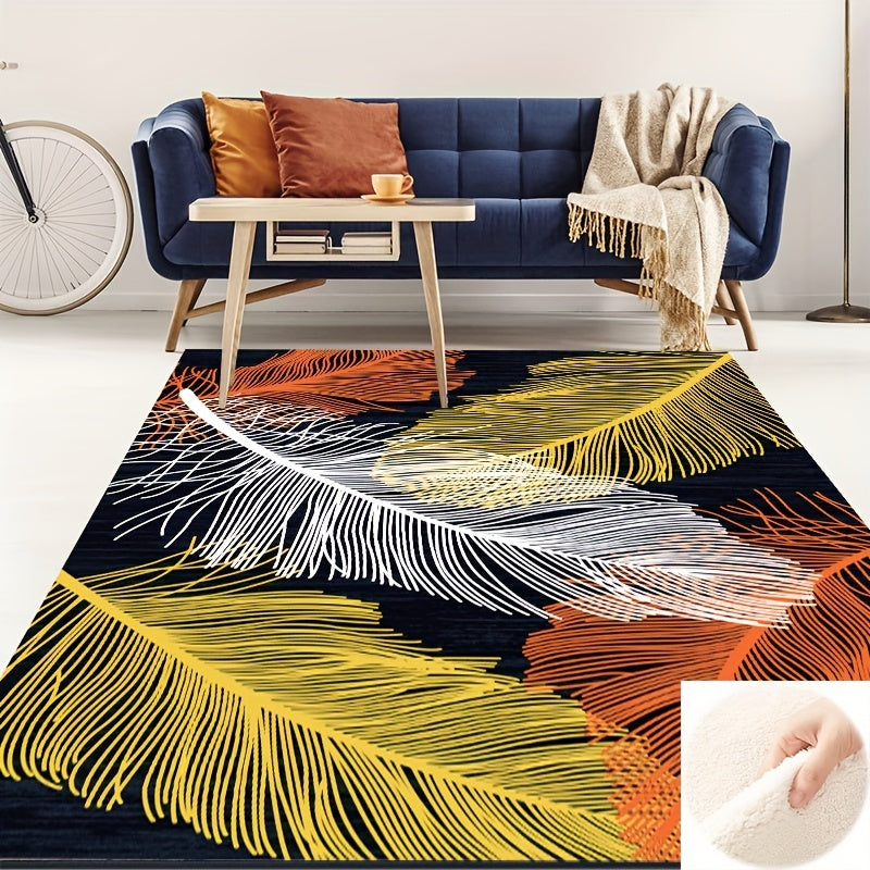 Modern Feather Pattern Soft Carpet Non Slip Rug