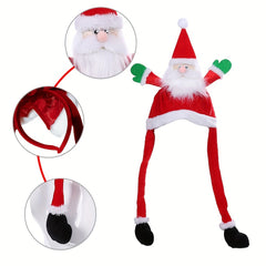 Santa & Snowman Movable Christmas Hat - Fun Holiday Costume Prop