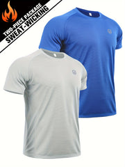 Men's Sports Tee Shirt for Summer Fitness - Round Neck Stretch T-shirt