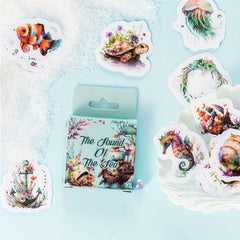46pcs Sea Series Retro Journal Decoration Stickers Self-adhesive Box Stickers