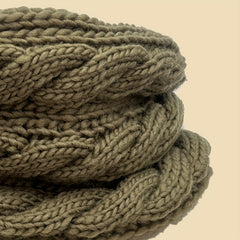 Khaki Ribbed Knit Warm Scarf Coldproof Neck Gaiter Thick Infinity Circle Loop
