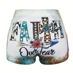 Letter Print Skinny Shorts Casual Shorts Spring & Summer Women's Clothing