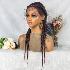 Lace Front Wig with Baby Hair 4 Braids Box Wig for Women