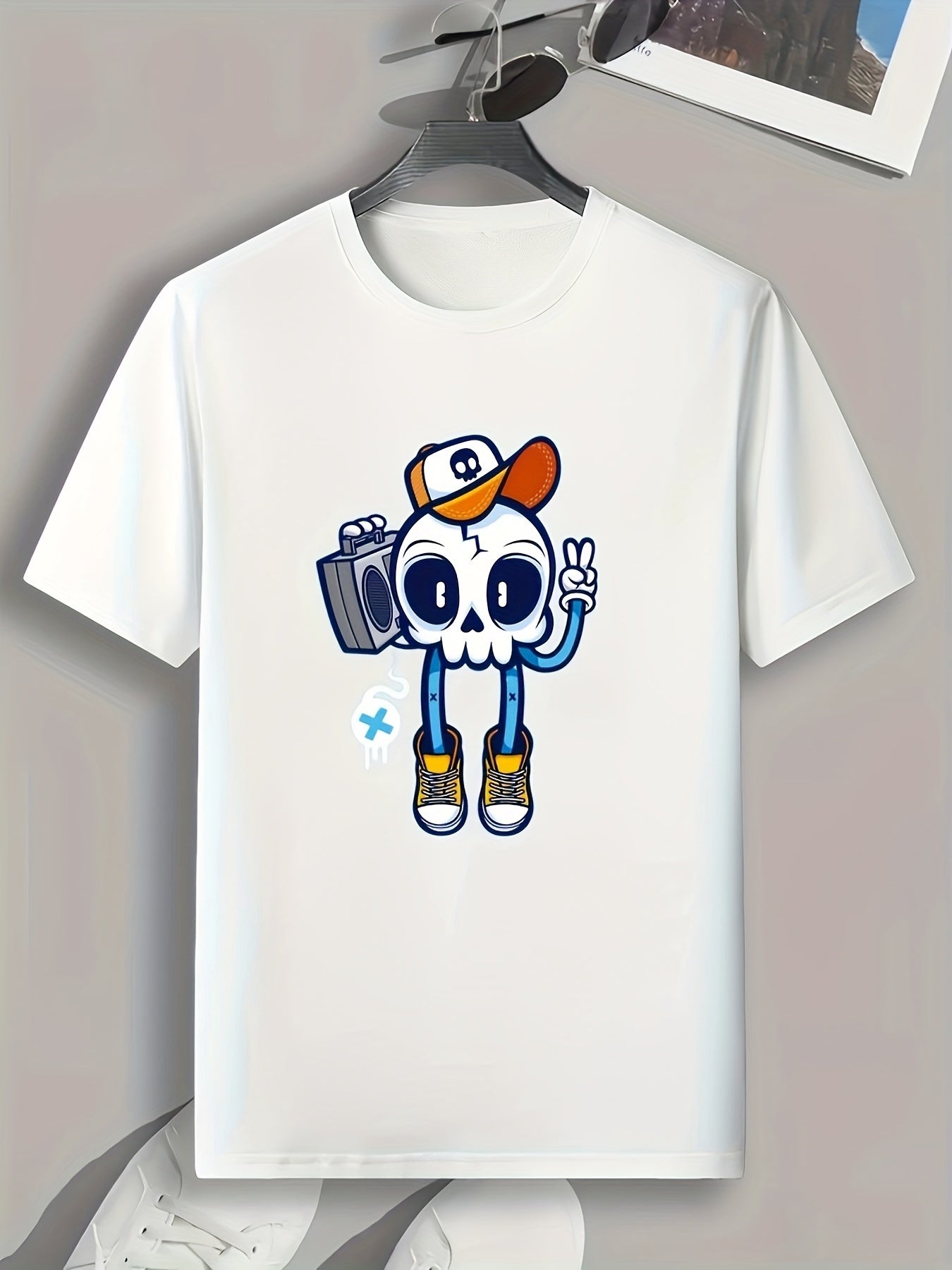 Skull Print Men's Graphic T-shirt Casual Comfy Tee