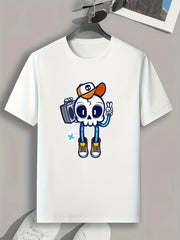 Skull Print Men's Graphic T-shirt Casual Comfy Tee