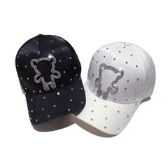 Rhinestone Teddy Couple Baseball Cap Cartoon Bear Sun Hat
