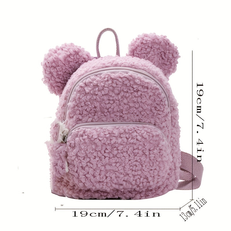 Cartoon Plush Rabbit Ear Decor Backpack Shoulder Bag