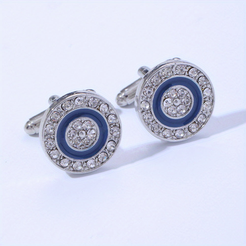 Rhinestone Round Cufflinks Suit Button Cufflinks Sleeves Shirt Studs