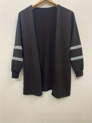 Stripe Print Long Sleeve Open Front Cardigan