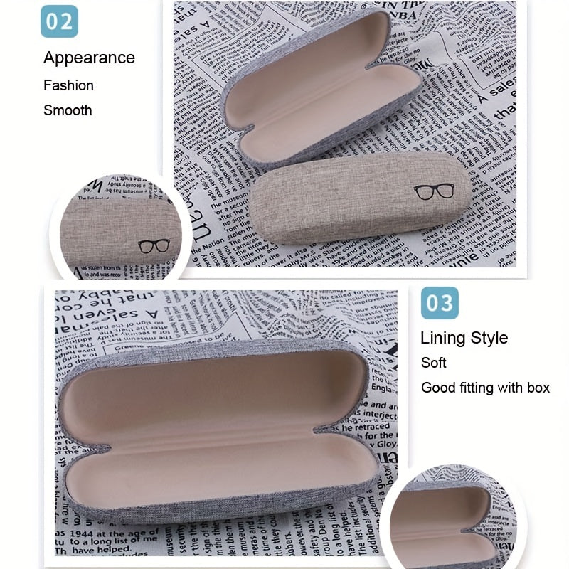 Linen Fabric Eyeglasses Case Hard Shell Protective Glasses Case