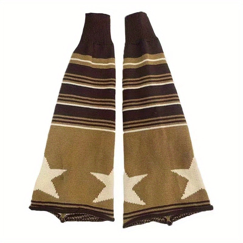 Star Print Striped Leg Warmers Flare Socks Women's Stockings