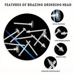 50pcs Diamond Coated Grinding Head Burrs Set for Rotary Tool