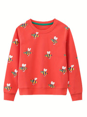 Floral Dinosaur Crew Neck Sweatshirt for Girls
