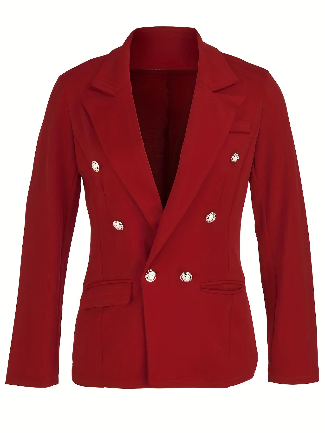 Women's Plus Solid Double Breast Button Long Sleeve Casual Blazer