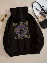 Frog Print Zip Up Hoodie Long Sleeve Drawstring Sweatshirt