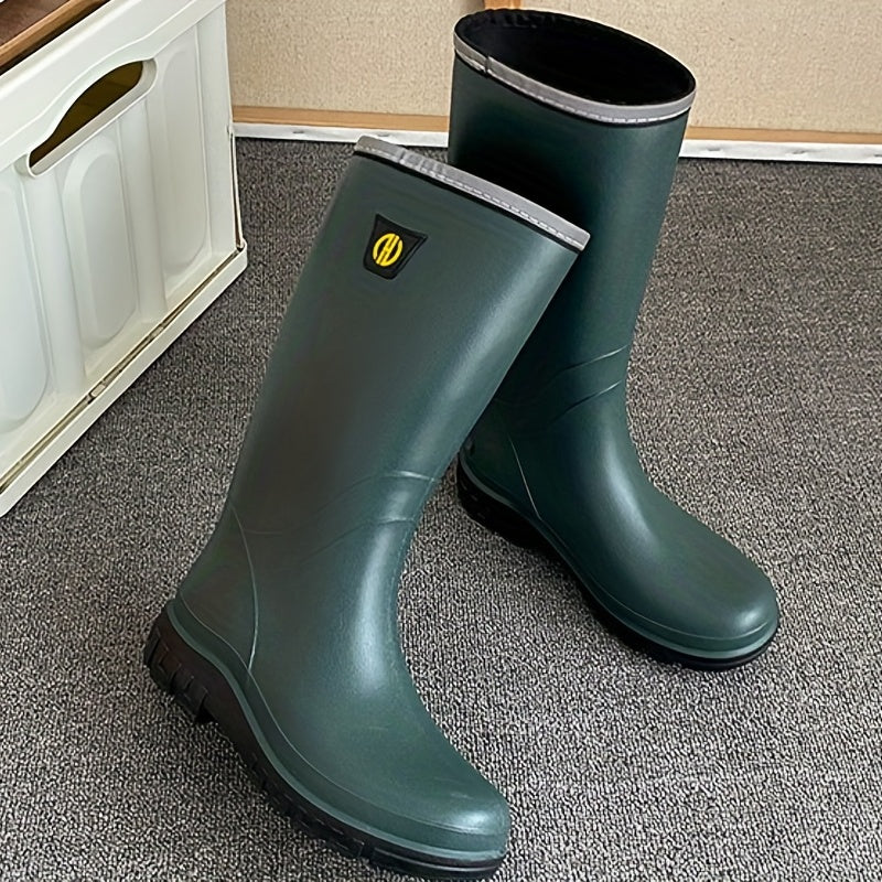 Women's Knee High Rain Boots Waterproof Slip On Shoes