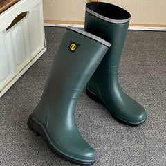 Women's Knee High Rain Boots Waterproof Slip On Shoes