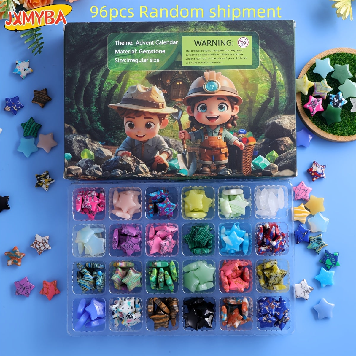 96pcs Mysterious Crystal Gemstone 24 Countdown Calendar Gift