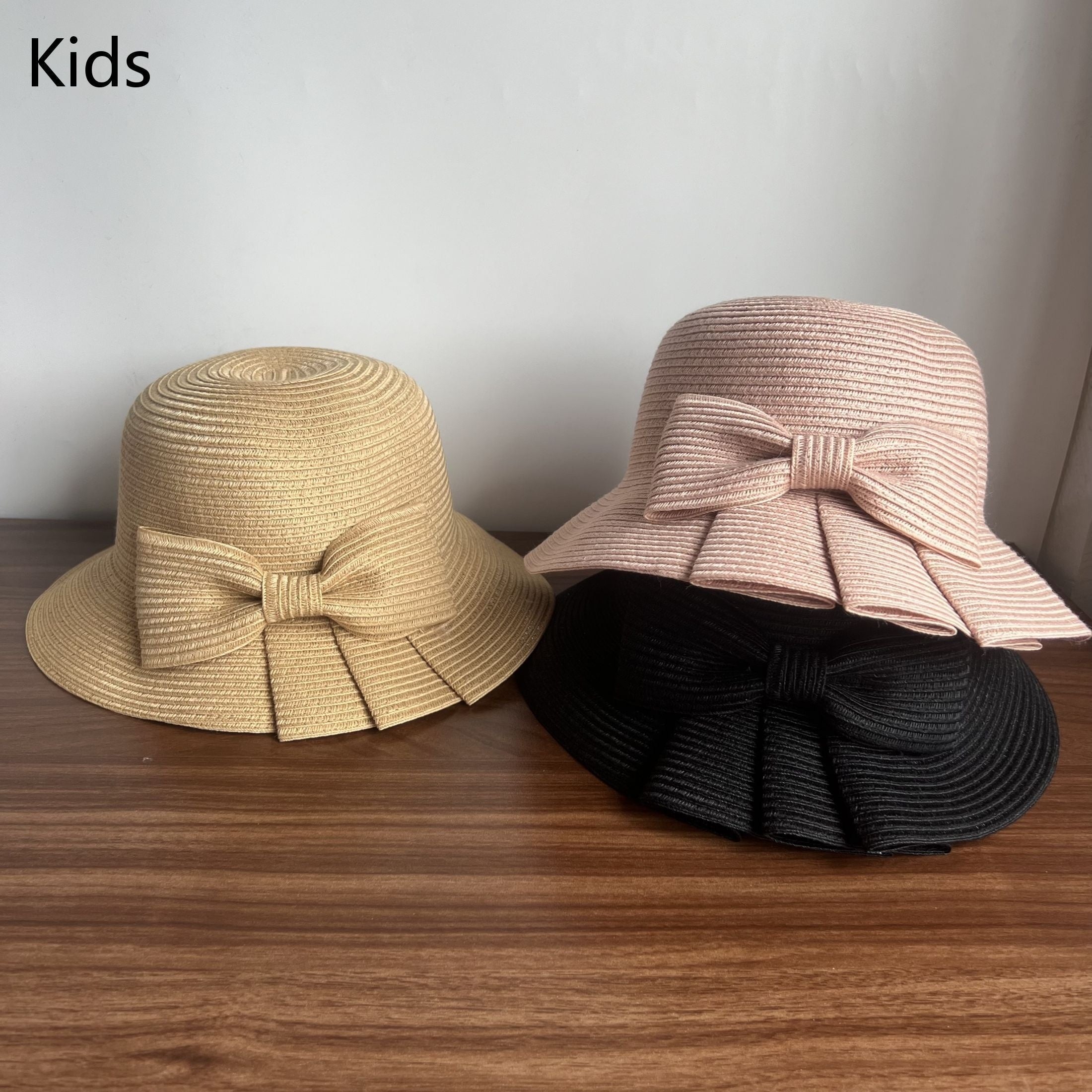Kids Summer Sun Hats with Butterfly Knot and Small Brim