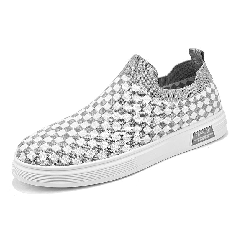 Men's Slip-on Checkered Skate Shoes Good Grip Breathable Loafers