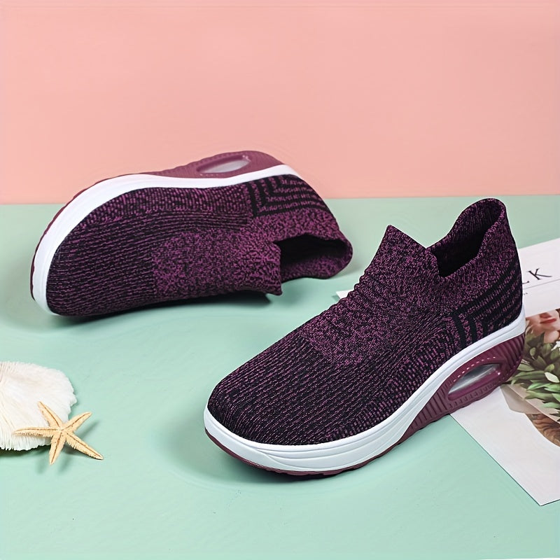 Women's Breathable Wedge Sneakers Slip On Outdoor Walking Shoes