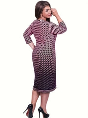 Ombre Geometric Print Bodycon Midi Dress