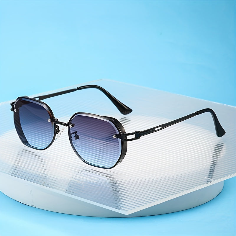 Y2K Oval Metal Sunglasses Steampunk Gradient UV400 Sun Shades