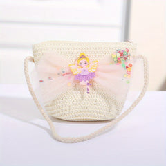Handwoven Children's Fairy Bow Decor Crossbody Bag