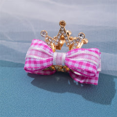 Kids Double-sided Bow Crown Hair Clip Rhinestone Grab Clip