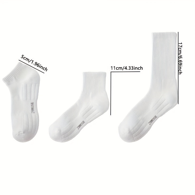 Men's Solid Crew Socks Cotton Blend Comfy Casual Outdoor All Seasons