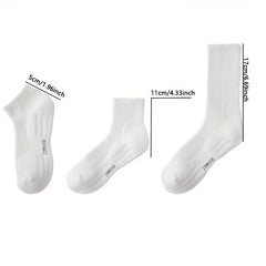 Men's Solid Crew Socks Cotton Blend Comfy Casual Outdoor All Seasons